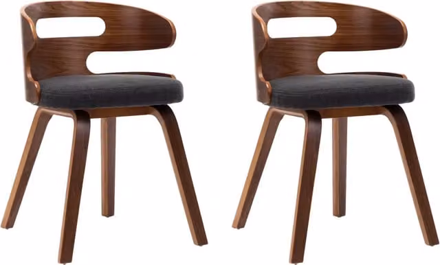 Sedie da Pranzo 2 pz | Sedie da cucina Legno Curvato e Tessuto Grigio Scuro