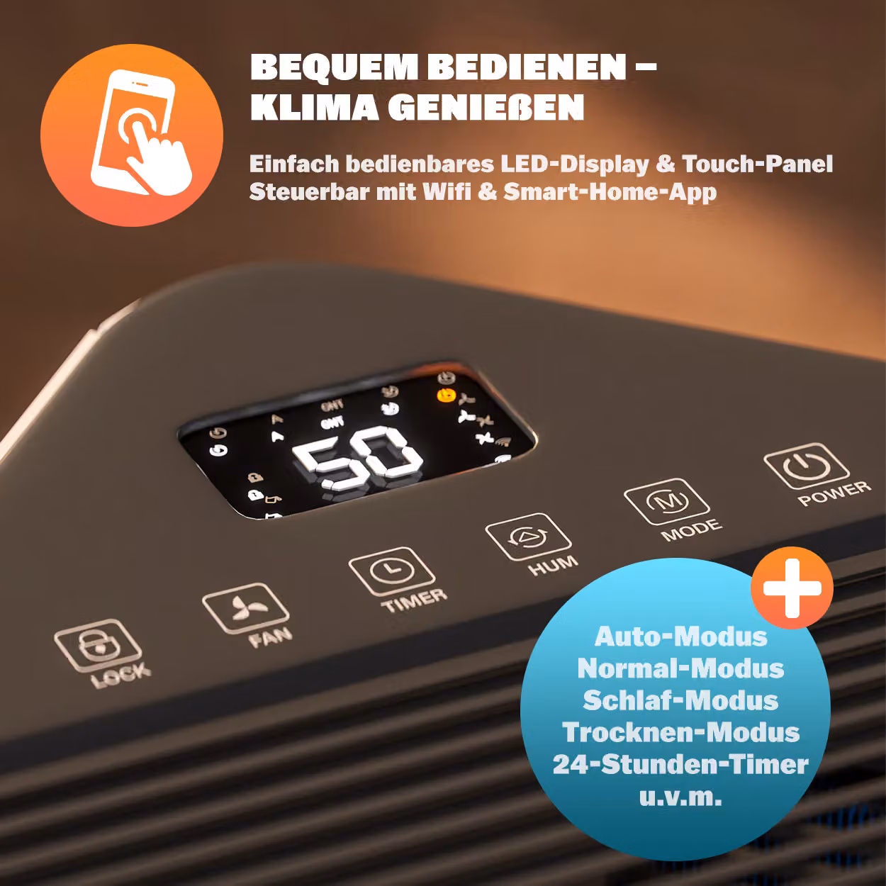 Deumidificatore Elettrico Monzana Bianco con Controllo Wifi e App per Smart Home, Capacità 20L/giorno, Ideale per Ambienti 20-30m² – 3