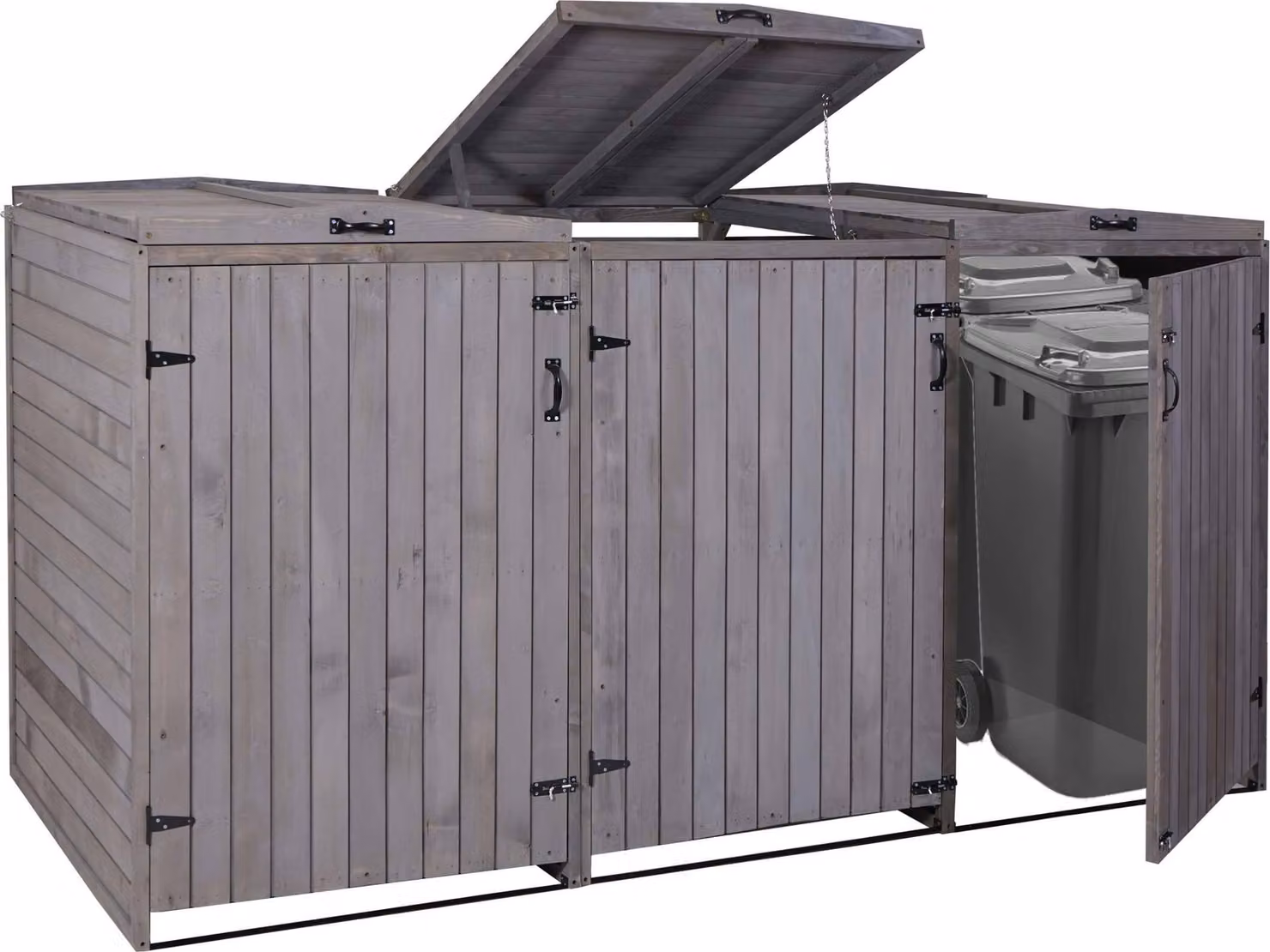 XL 3/6 posti HWC-H74, contenitore per rifiuti, espandibile 126x238x98cm Legno ~ grigio antracite