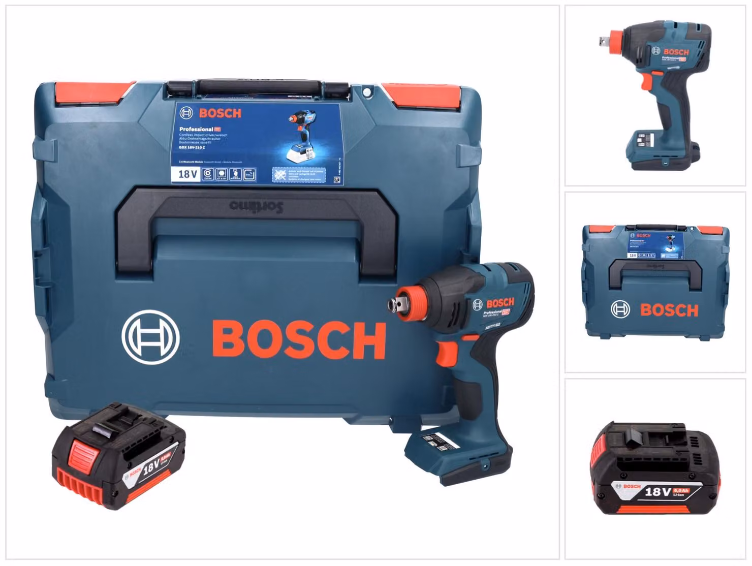 Avvitatore a impatto a batteria Bosch GDX 18V-210 C Professional 18 V 210 Nm Brushless + 1x batteria 5,0 Ah + modulo di connettività + L-Boxx - senza caricabatteria