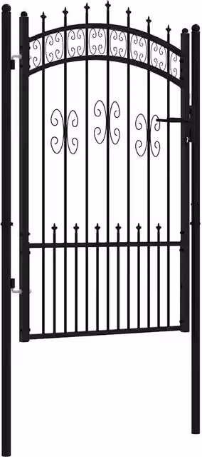 Cancello per recinzione KAMPEN con punta a lancia Nero 103x150 cm in acciaio CFW4986591