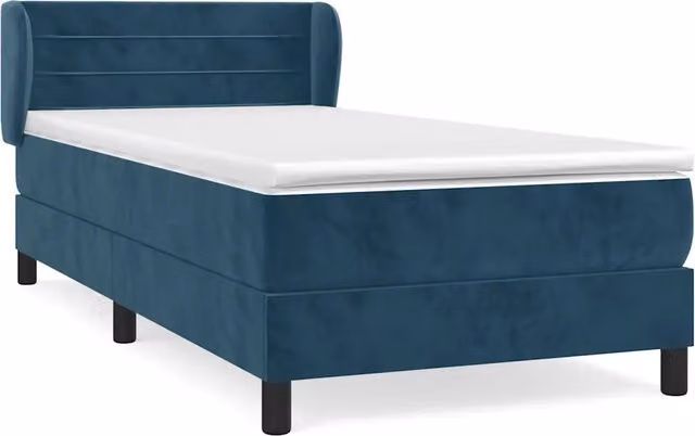 Letto singolo | Letto per adulti | Giroletto a Molle con Materasso Blu Scuro 80x200 cm in Velluto