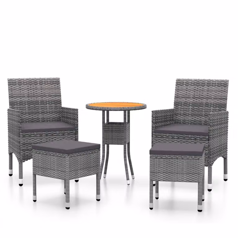Set Divani da Giardino 5 pz in Polyrattan Grigio