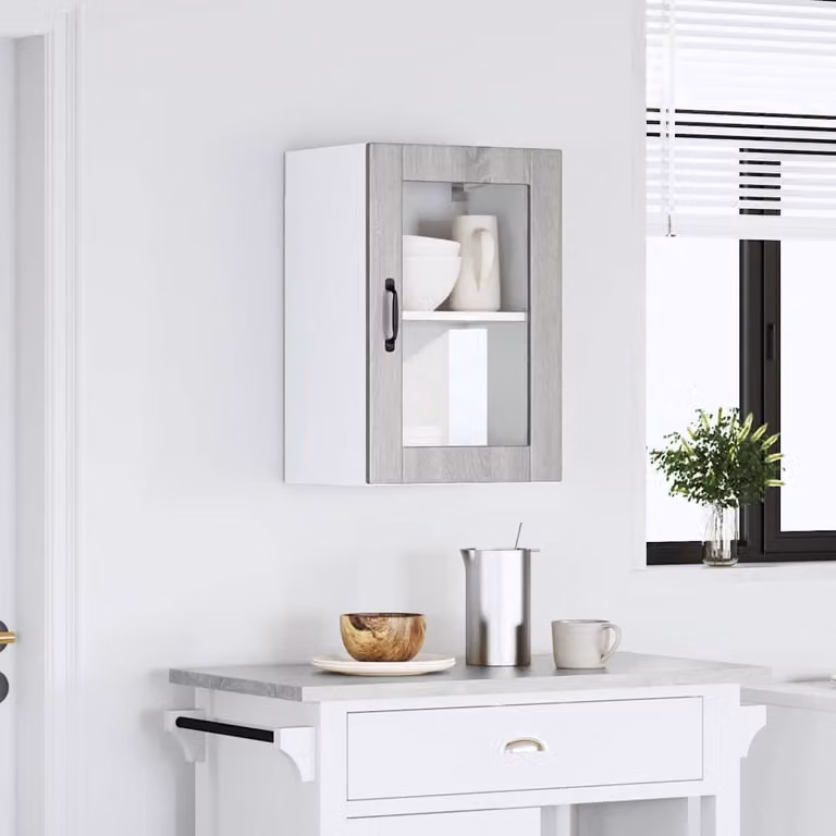 Pensile da Cucina con Porta in Vetro Porto Grigio Sonoma