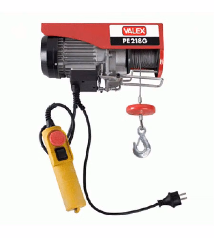 Valex Paranco Elettrico 500W 200kg 18m Fune con Interruttore Sicuro