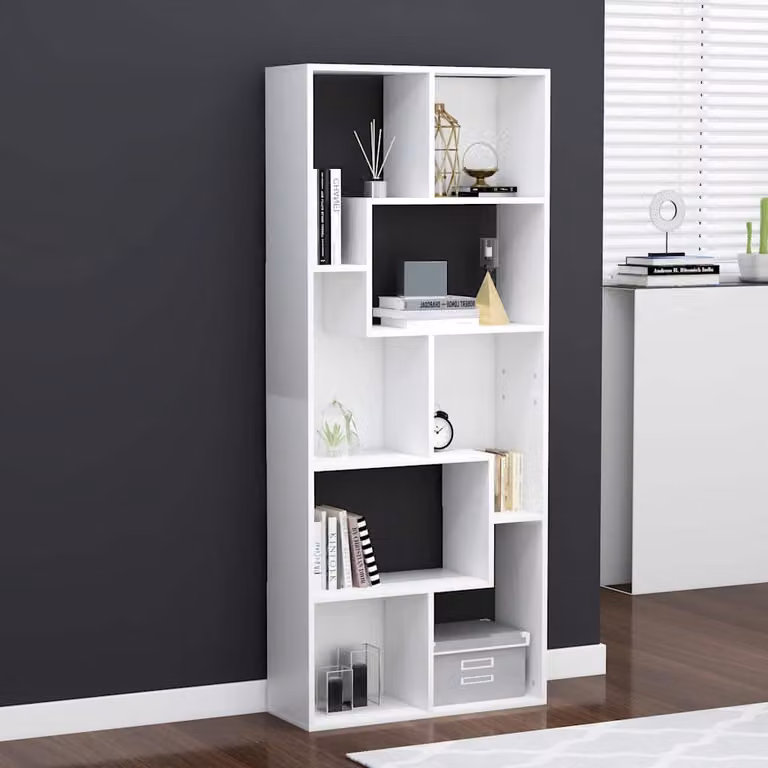 Libreria bianca vidaXL in legno e MDF con pannello posteriore L: 67 cm, P: 24 cm, H: 161 cm