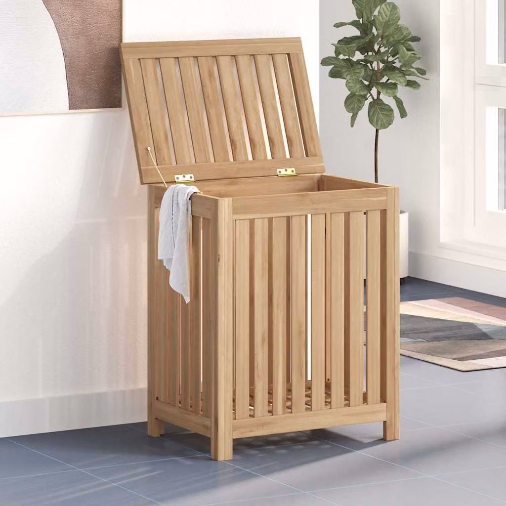 Cesto per lavanderia vidaXL in legno di teak solido marrone L: 60 cm, P: 35 cm, H: 50 cm