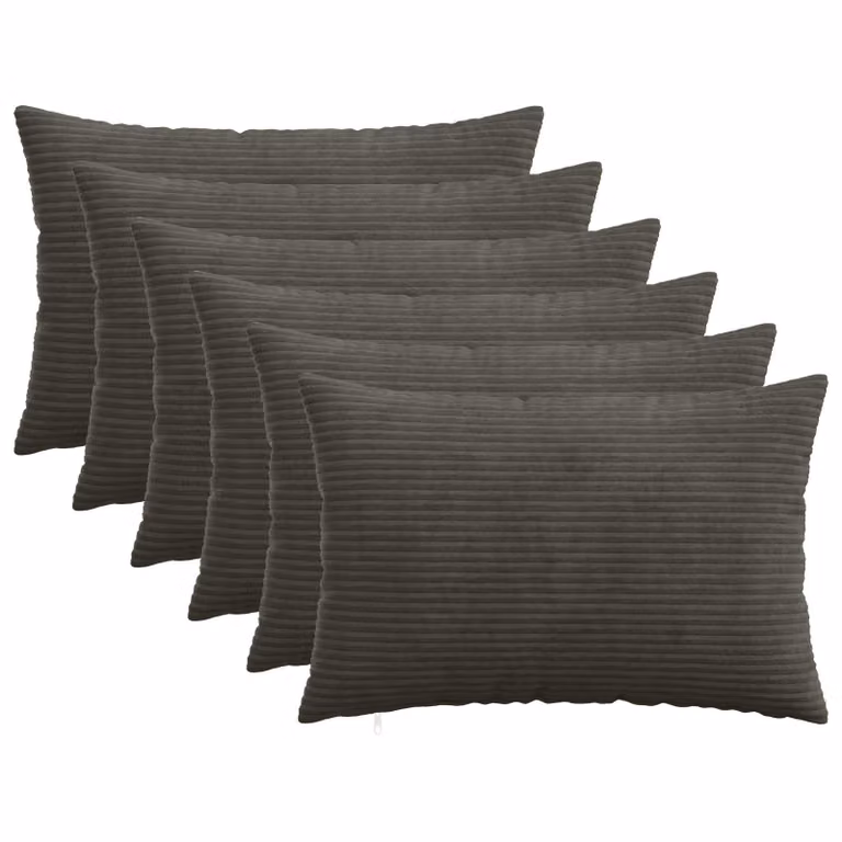 Set di 6 federe vidaXL HEERLEN in velluto a coste, colore antracite, L: 50 cm x P: 80 cm