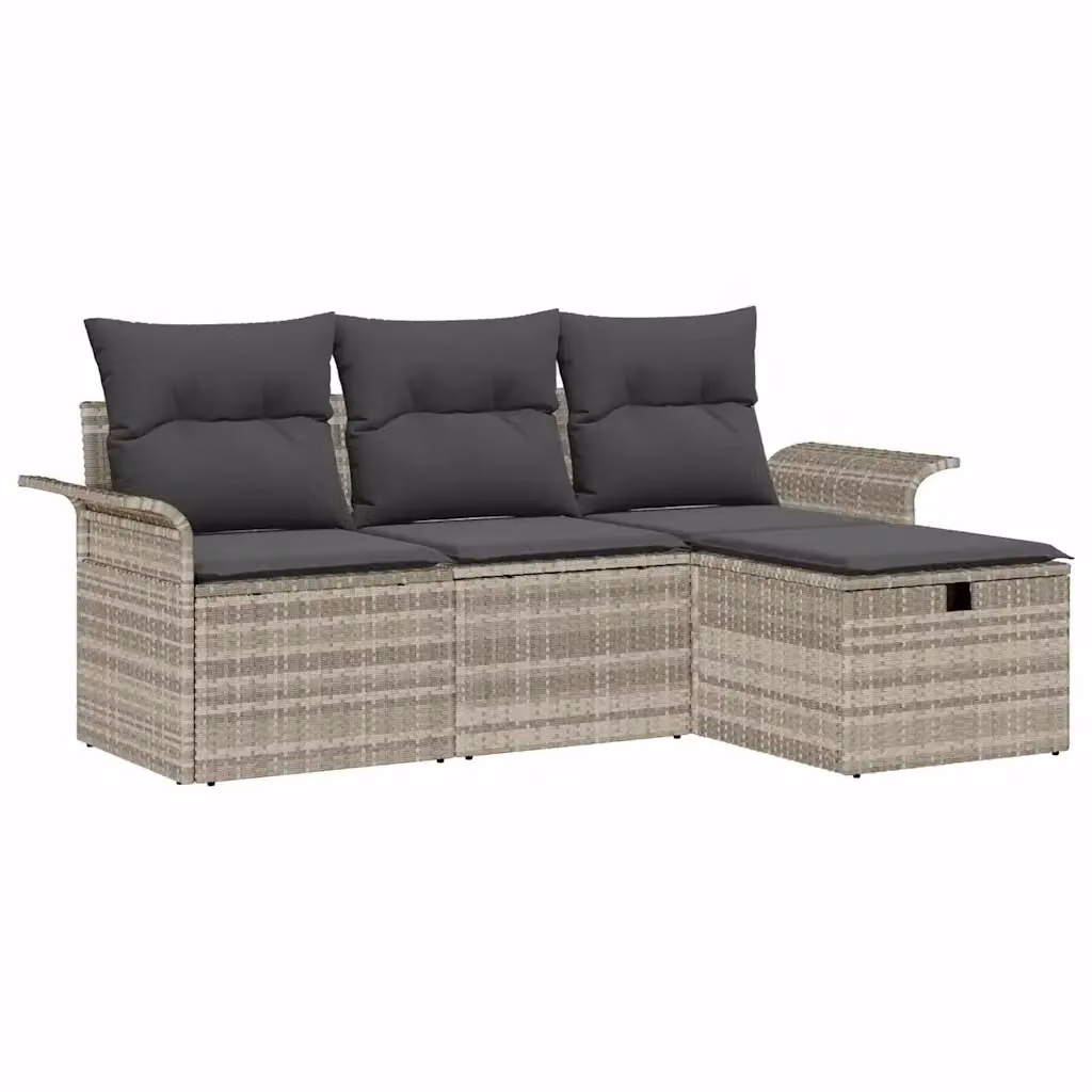 Set Divano da Giardino vidaXL a Forma di L con Cuscini, Struttura in Metallo e Polipropilene, Grigio o Nero – 2