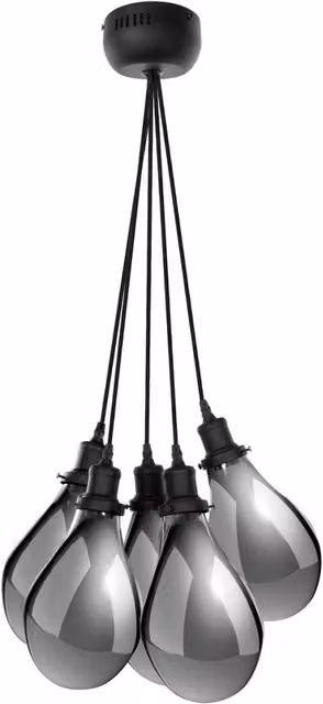 Lampadario a sospensione Sancho II in vetro grigio fume'