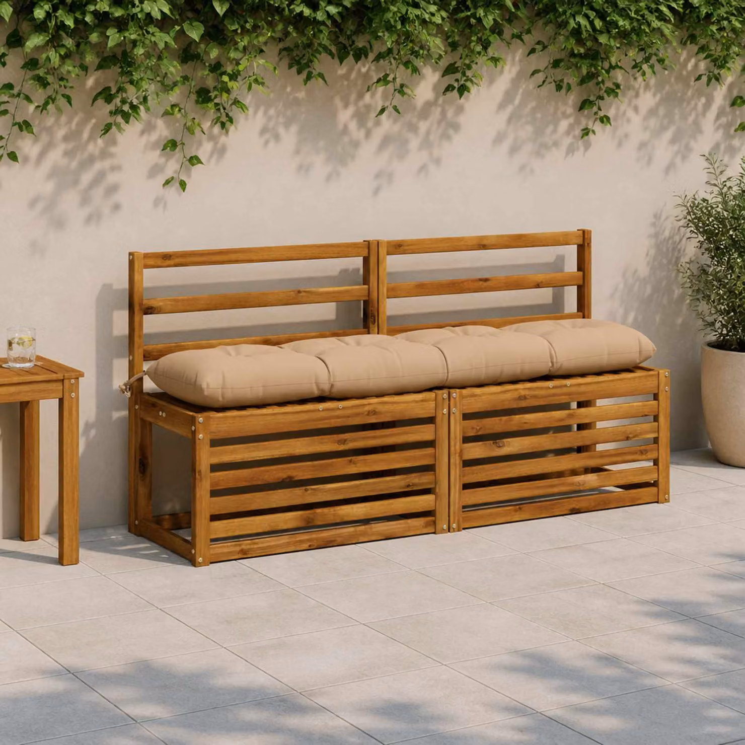 Cuscino per panchina vidaXL VIANEN in poliestere, colore sabbia, 140 x 140 x 12 cm
