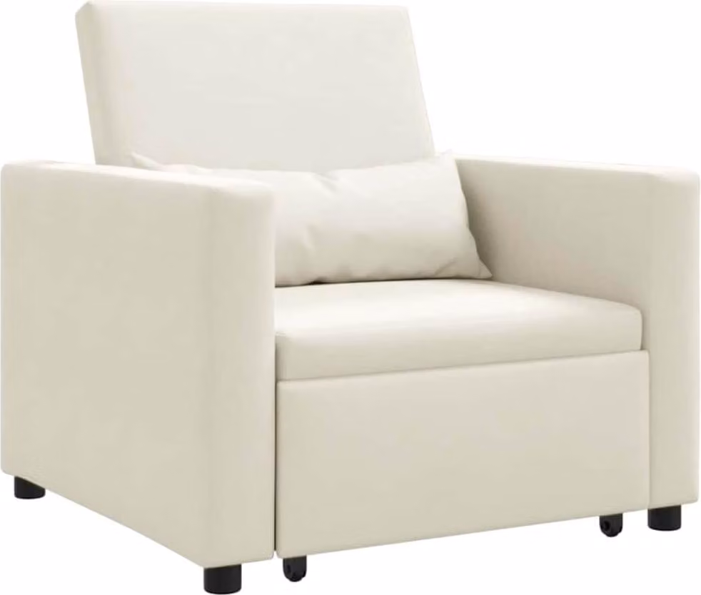 Divano letto estraibile singolo con ruote Crema Velluto