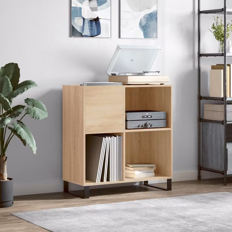 vidaXL Mobile Porta Dischi in Rovere Sonoma e Legno Multistrato, Colore Marrone, L 84,5 cm x P 38 cm x H 89 cm
