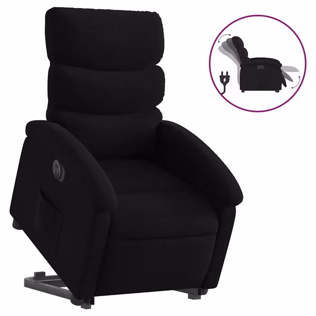 Poltrona | Sedia Relax Alzapersona Reclinabile Elettrica Nera in Tessuto