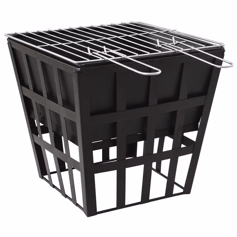 The Living Store Pozzetto e barbecue 2 in 1 in acciaio 34x34x48 cm