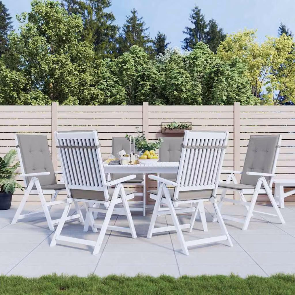 Set di 6 cuscini per sedie vidaXL in tessuto grigio, impermeabili e resistenti ai raggi UV, L: 120 cm, P: 50 cm, H: 3 cm