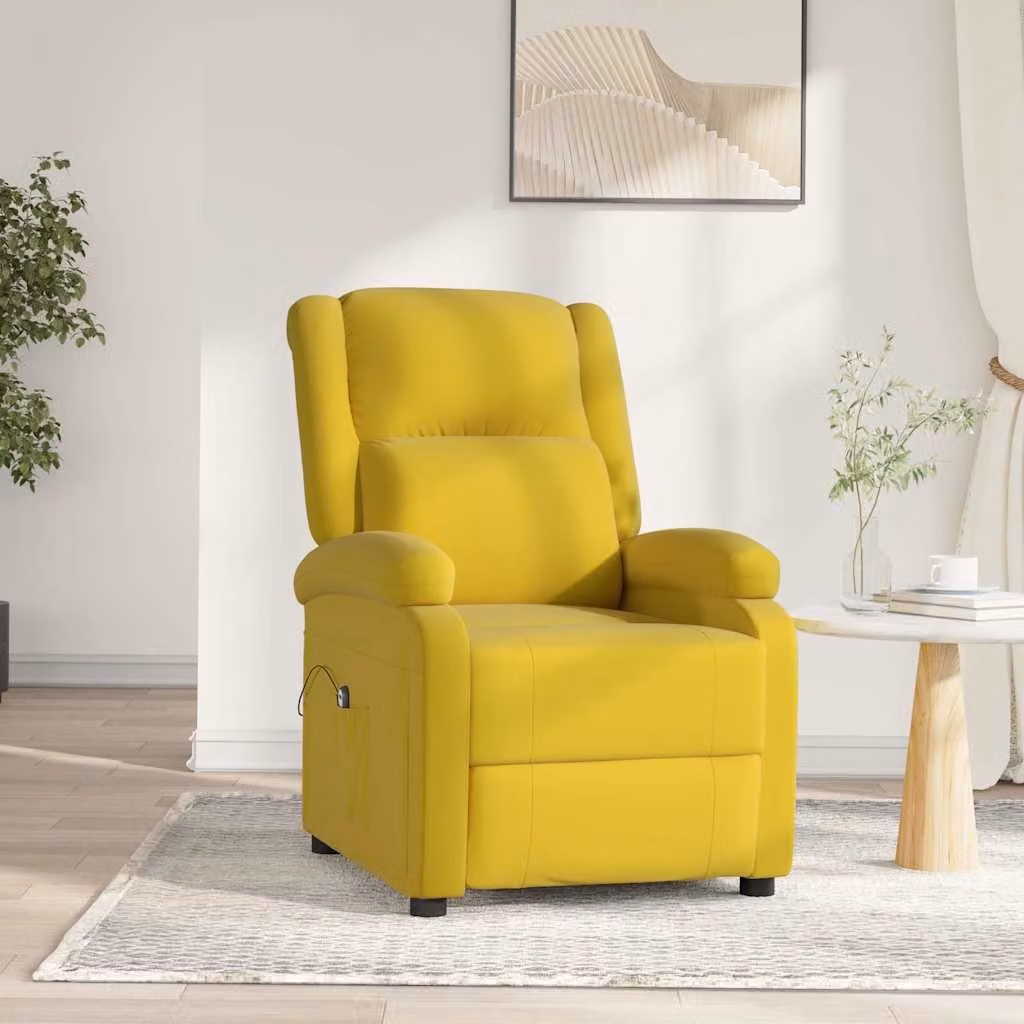 vidaXL Poltrona Reclinabile Elettrica in Velluto Giallo con Braccioli