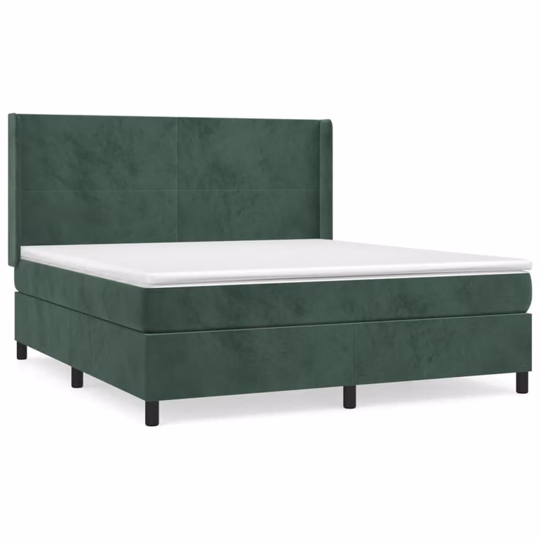 Giroletto a Molle con Materasso Verde Scuro 160x200 cm Velluto