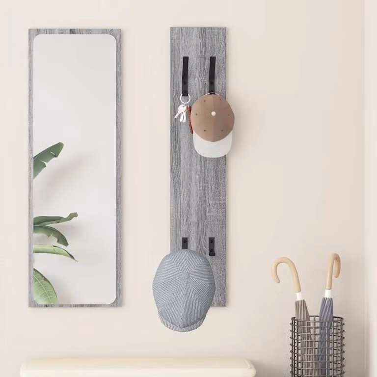 Appendiabiti a muro vidaXL Grigio con ganci distribuiti L: 100 cm, H: 20 cm, P: 1,5 cm