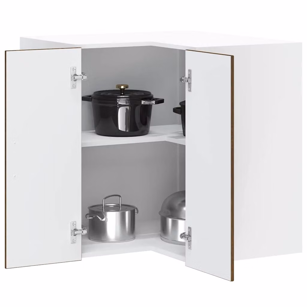 Pensile da cucina ad angolo moderno vidaXL in MDF e composito, bianco e marrone, H: 57 cm, L: 60 cm, P: 57 cm