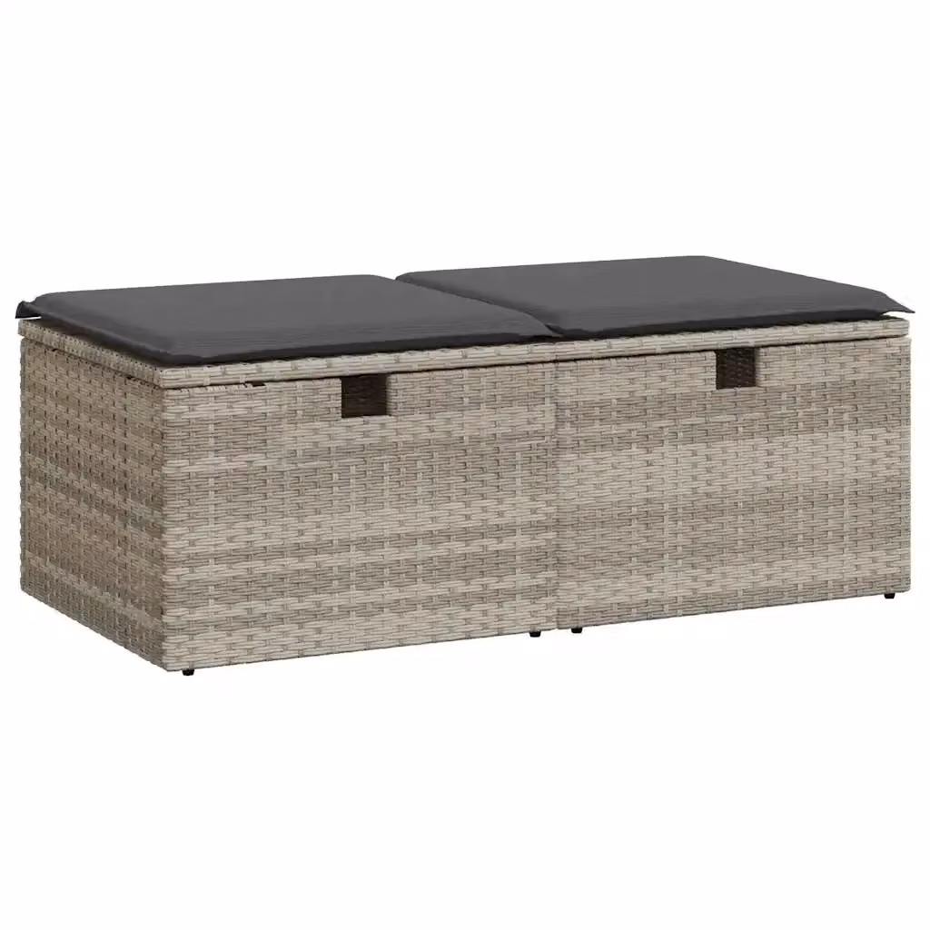 Set di divani da giardino vidaXL in rattan e legno di acacia con cuscini grigi per esterno e terrazza – 2