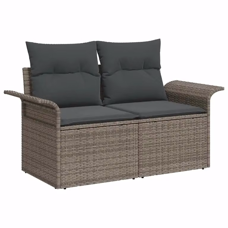 Set Divano da Giardino vidaXL 6 Pezzi in Rattan Grigio con Cuscini e Tavolino
