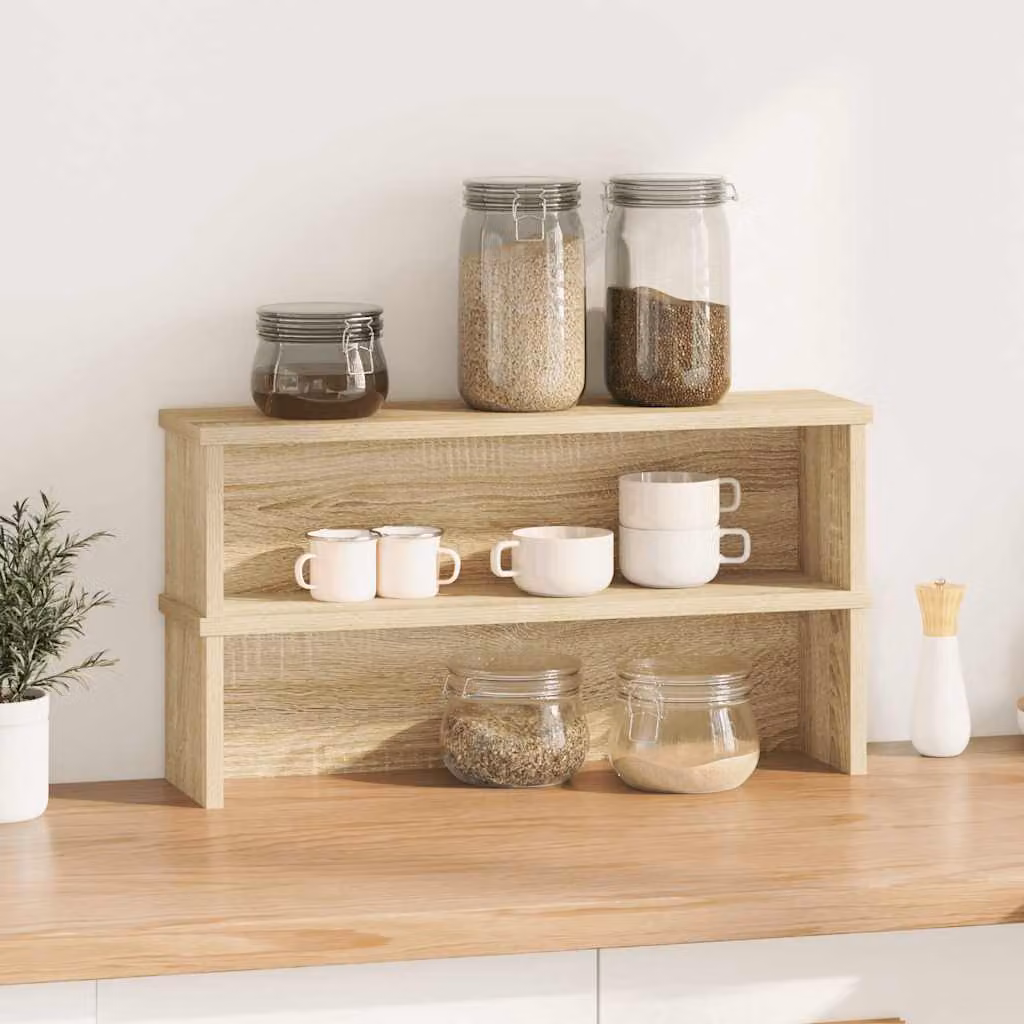 vidaXL Scaffali da Cucina Impilabili 2 pz Rovere Sonoma 50x15x16 cm