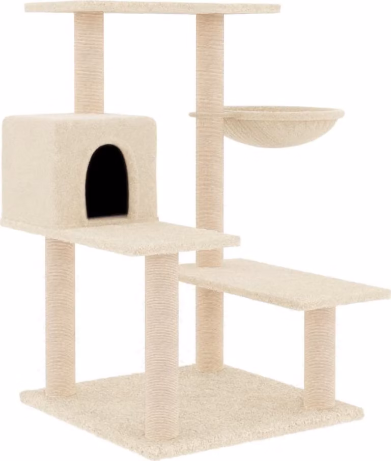 Albero per Gatti con Tiragraffi in Sisal Crema 82,5 cm