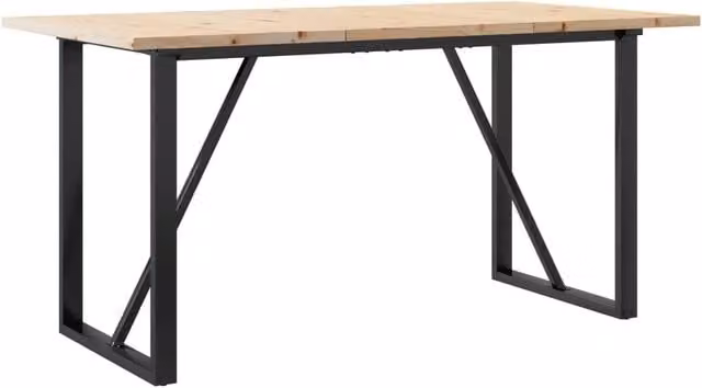 Tavolo da pranzo e da cucina rettangolare in legno di pino e metallo marrone, L: 160 cm, P: 80 cm, H: 75,5 cm – 1