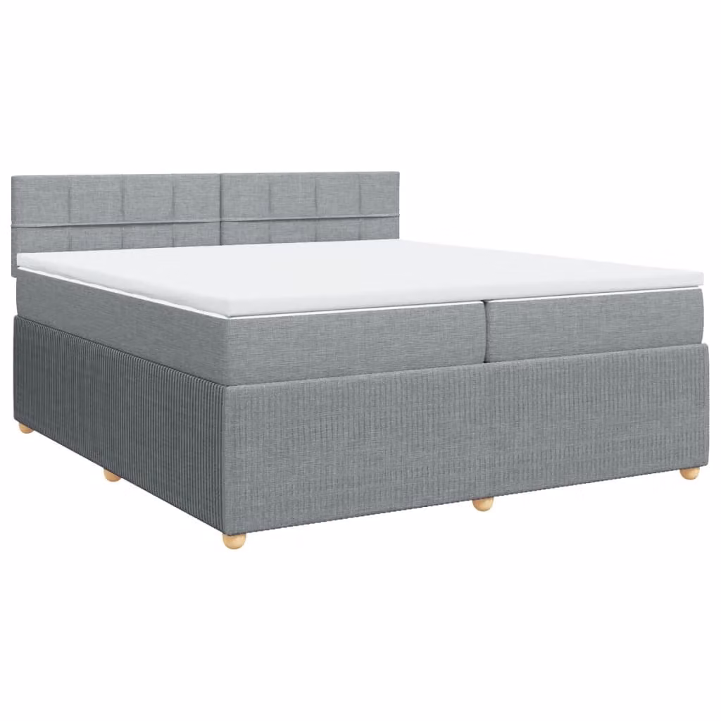 Giroletto a Molle con Materasso Grigio Chiaro 200x200cm Tessuto