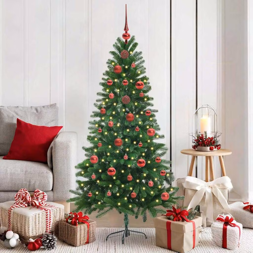 Maison Exclusive - Albero di Natale con 150 luci LED, base inclusa, colore verde, altezza 150 cm, materiale: polietilene