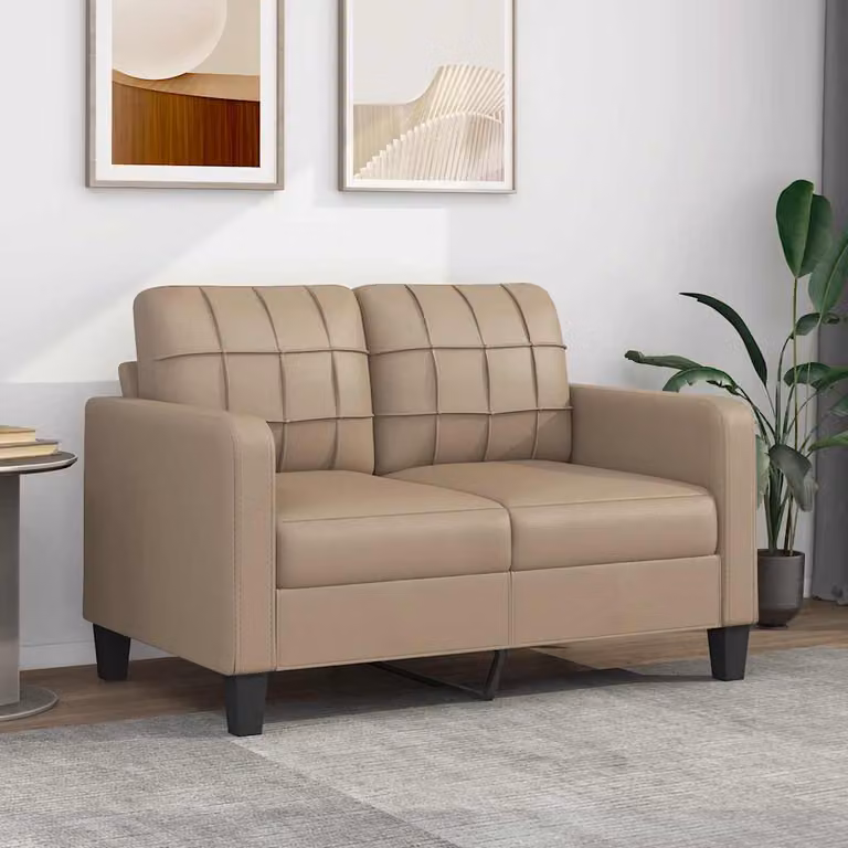Divano letto a 2 posti vidaXL moderno in similpelle beige e marrone con struttura in metallo per il tuo soggiorno