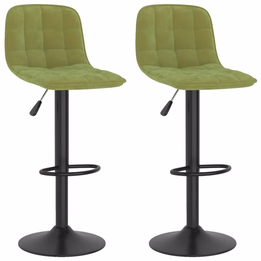 Set di 2 sgabelli da bar vidaXL in velluto verde con base girevole a 360 gradi e struttura in metallo – 2