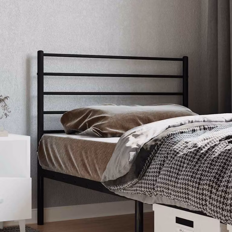 Testiera di ricambio vidaXL in metallo nero laccato, stile classico, L: 112 cm