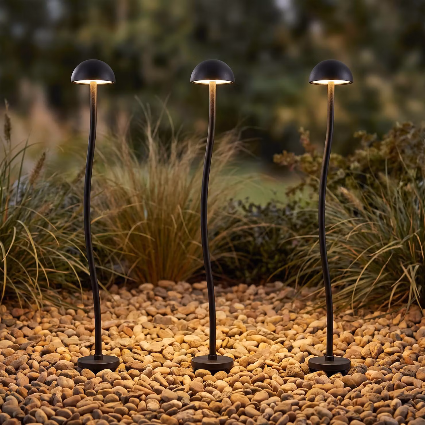 Lampada LED con picchetto Lindby Soremi, nera, set da 3, IP44 Soremi, Nero, Alluminio, Moderno