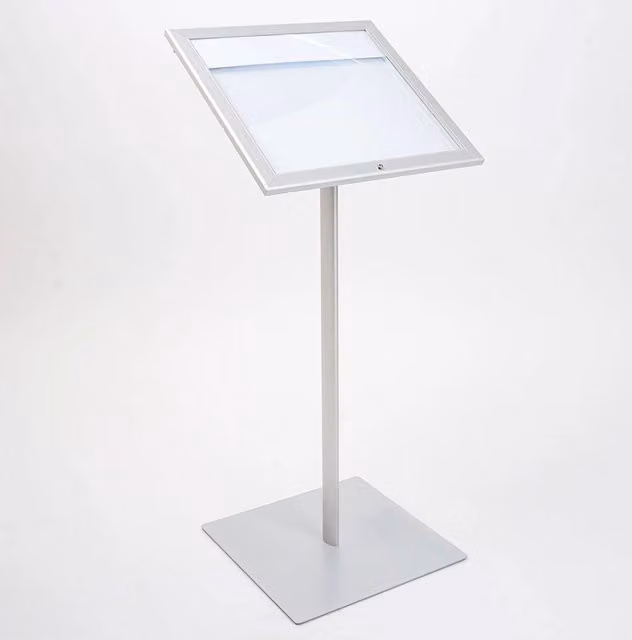 Espositore a Leggio con Piantana 50,5x47,7x2,3 cm in Alluminio Porta Menù Silver