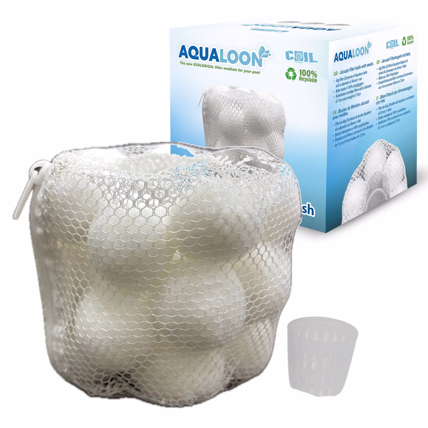 Sfere del filtro per piscina COIL, filtro ecologico per acqua, compatibili con il filtro tipo VI Bestway e Intex tipo S1, 20 pezzi, riutilizzabili, bianco