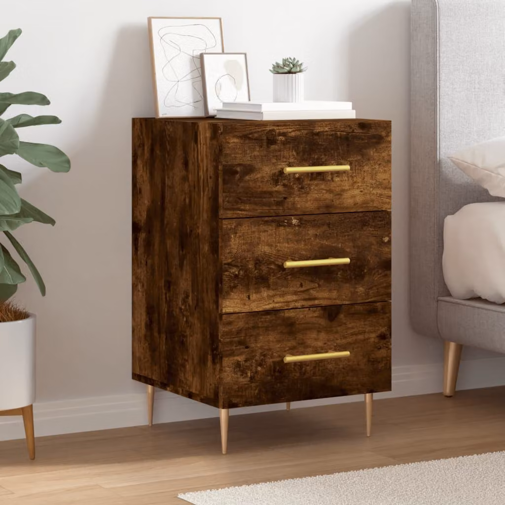 Comodino moderno vidaXL in legno multistrato rovere fumo, sospeso a parete, L/P/H: 40 x 40 x 66 cm