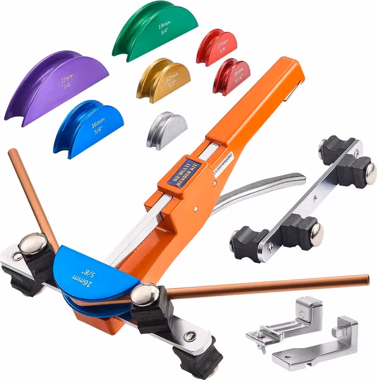 Piegatubi - Piegatubi manuale - 6–22 mm - Fino a 90° - Avanti/indietro - 7 ganasce in lega di alluminio con codice colore - Per tubi in rame, climatizzazione e refrigerazione