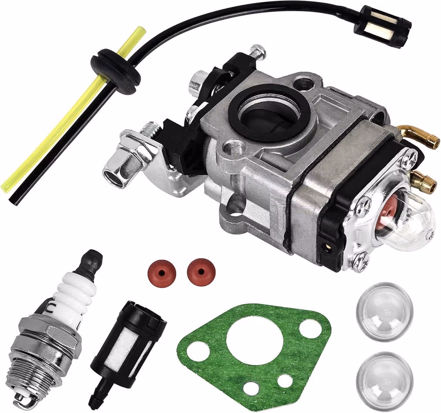 Kit carburatore per motosega, compatibile con motori da 43cc, 49cc e 52cc, completo di tubo carburante