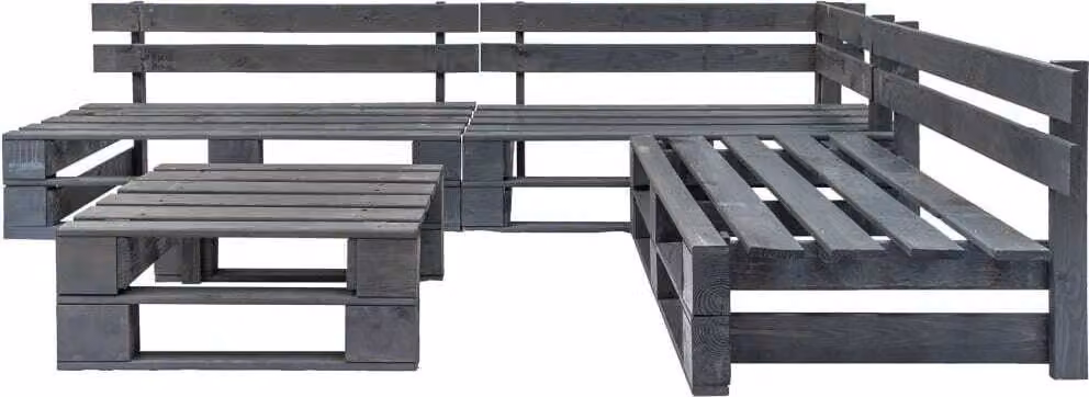 vidaXL Set di divani da giardino 4 pezzi in legno di pallet grigio