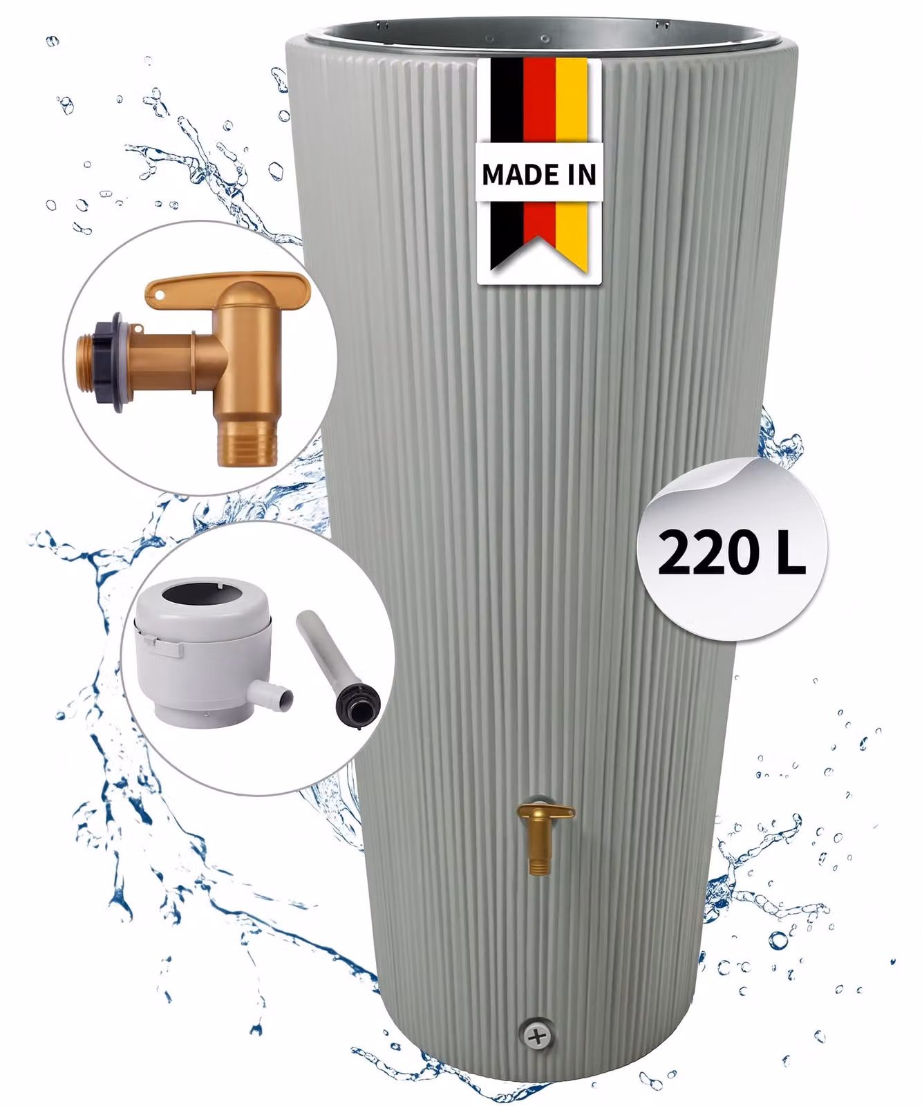 4rain VASO DECOR 2in1 serbatoio pioggia piantabile 220 litri agave incl. rubinetto in plastica e raccordo pluviale