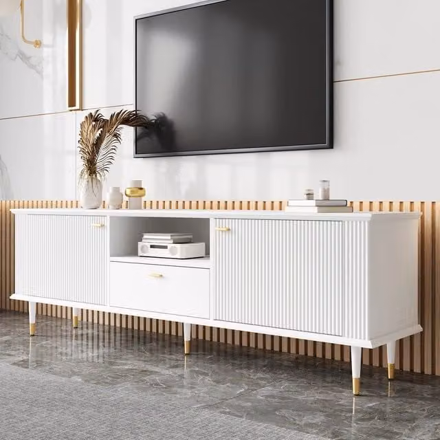 Mobile TV con Cassetti e Ante ¨C MINIMAL ¨C Bianco/Nero/Legno