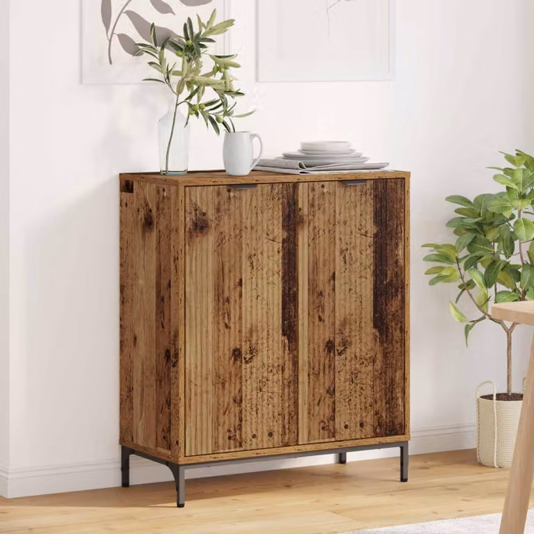 Credenza moderna vidaXL in legno ingegnerizzato e metallo, colore marrone, L: 69,5 cm, P: 33 cm, H: 82 cm
