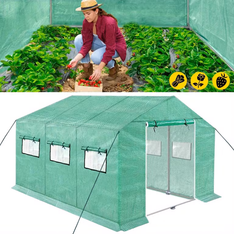 Kweekkas - Serra da giardino - Serra - Serre - Tunnel in plastica - Dimensioni: 3x2x2 metri - Struttura in acciaio zincato