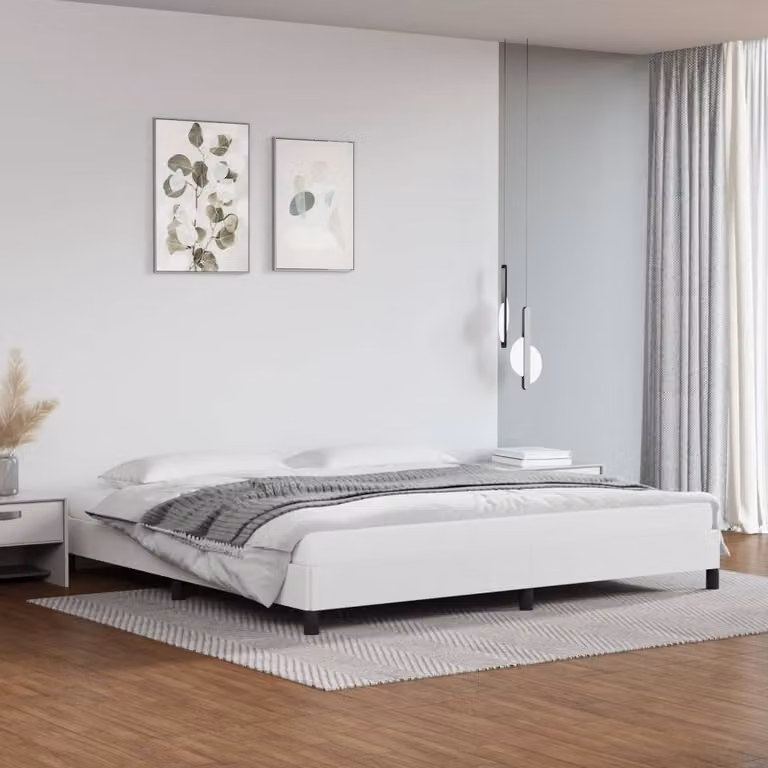 The Living Store Struttura letto bianca 200x200 cm in ecopelle