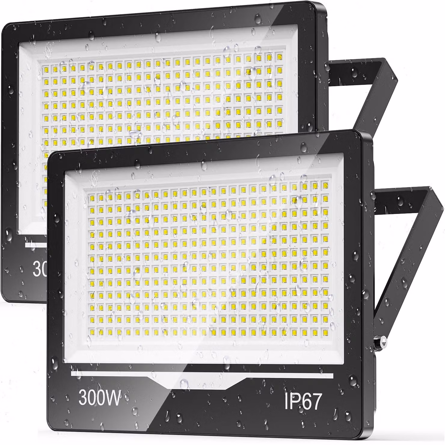 Fari a LED da 300W, confezione da 2, luce bianca fredda, grado di protezione IP67, colore nero