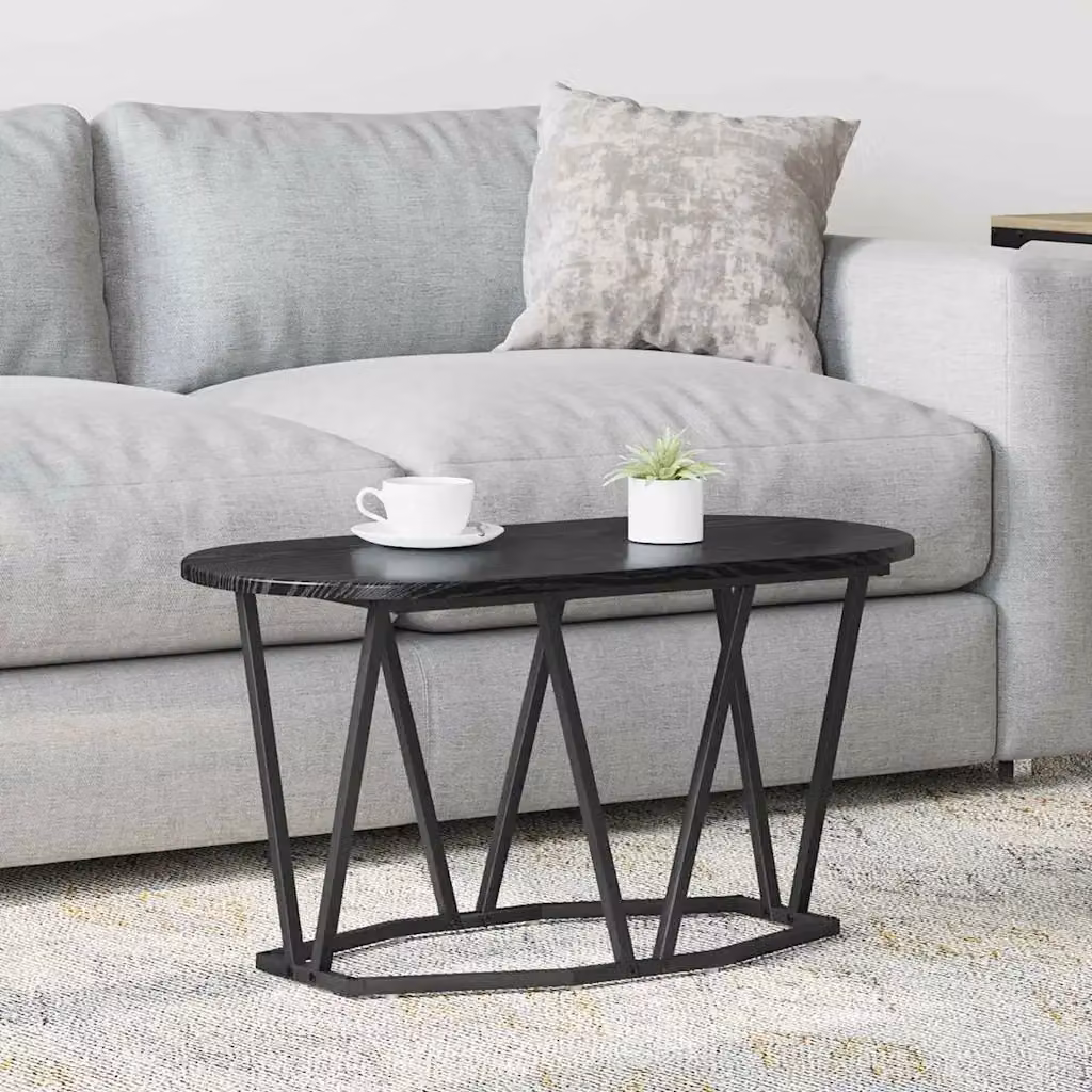 Tavolino da salotto vidaXL in stile industriale, colore nero e rovere, L 80 x P 40 x H 40.5 cm