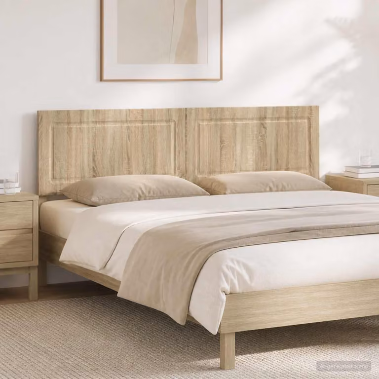 Testiera da muro moderna vidaXL UTRECHT in legno ingegnerizzato color rovere sonoma, L: 199,5 cm, H: 50 cm, P: 3 cm