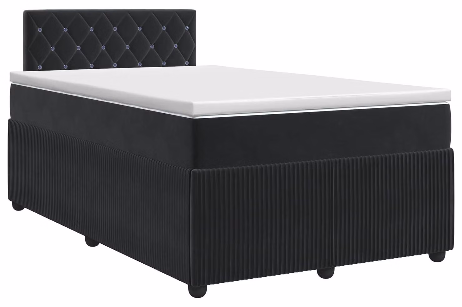Letto a molle con materasso nero 120 x 190 cm in velluto